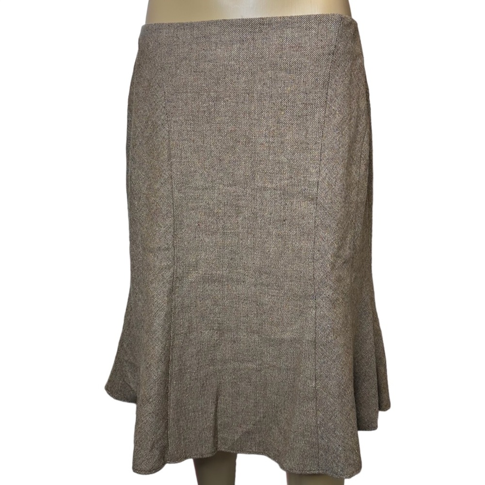 Womens Trumpet Skirt Size 8 Brown Wool Silk High Rise Knee Length Lined